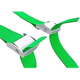 Tie Down Lashing Cam Lock Buckle Adjustable Cargo Straps For Kayak, Canoe, Boat, Roof Rack, 1Inch x 13Foot Up To 600lbs, 2 Pack, Green