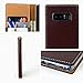 Galaxy Note 8 Case (2017), DesignSkin [Classic Basic]: Premium 100% Handmade Genuine Leather Wallet Flip Folio Unique Style Full Protective Cover Card Slot Cash Pocket Storage Strap Hole (Dark Brown)