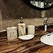 COOSA Ceramic Bathroom Accessories Set, 4 Pieces Bath Ensemble, Bath Set Collection Marble Pattern Soap Dispenser Pump, Toothbrush Holder, Tumbler, Soap Dish (Marble Design)
