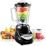 Aicok Smoothie Blender, Ice Crush Blender, Household Blender, 6-Cup Chopper, 10-Speed Glass Jar Blender, Mixing Ice Crush, Smoothie and Dessert, 50oz, FDA Certified Juice Blender