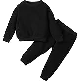 SOBOWO Toddler Baby Boy Clothes Winter Solid Long Sleeve Pullover Sweatshirt Pants 2Pcs Fall Outfits Sweatsuit Set 24M-6Y