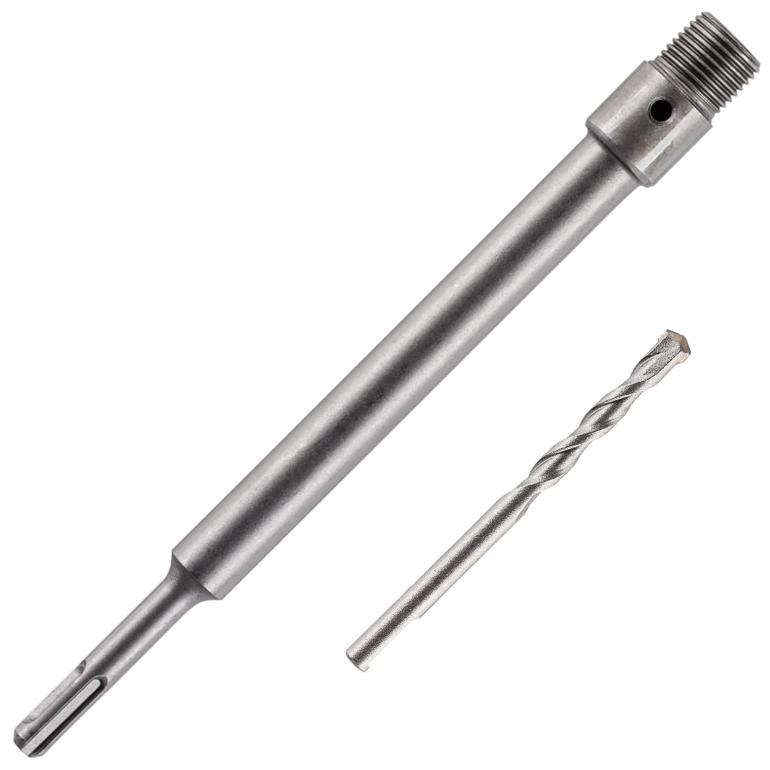 Rennie Tool Company 250mm SDS Plus Adapter and Tungsten Carbide Drill Bit - 8mm Pilot Drill for TCT Core Drill, Carbide Tipped Drill Bit For Concrete, Masonry, Brick and Aerated Block — image 1