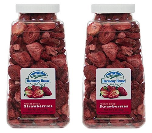 Harmony House Foods Freeze-Dried Sliced Strawberries (2 oz, Quart Size Jar) - Set of 2
