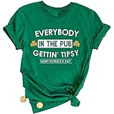 Womens St Patrick's Day T-Shirt Let's Get Lucked Up Shirt Irish Clover Funny Holiday Lucky Graphic Tee Tops