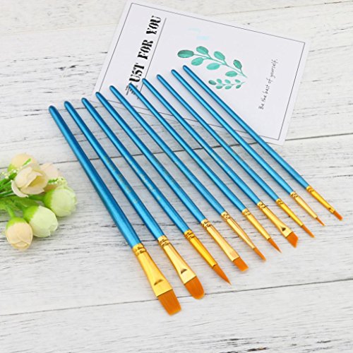 Tpingfe Acrylic Paint Brush Set, 5 Packs/50 Pcs Nylon Hair Brushes For All Purpose Oil Watercolor Painting Artist Professional Kits - Thumbnail 2