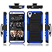 HTC Desire 626s Case, HTC Desire 626 Case, EC™ Heavy Duty Hybrid Armor Dual Layer Holster Case with Kickstand + Belt Swivel Clip for HTC Desire 626 (Black/Dark Blue)