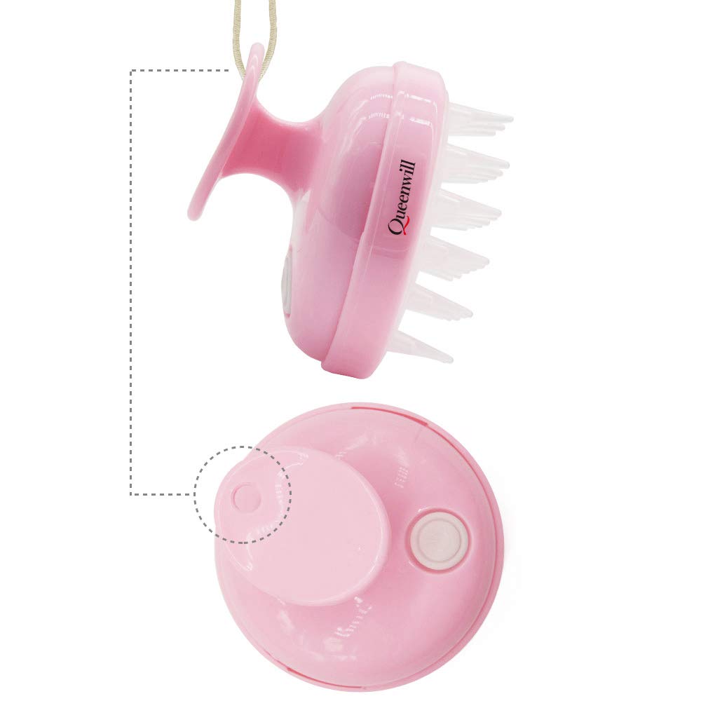 H01 Electric Handheld Hair Massager, 2 Mode Soft Vibration Comb Scalp Massager for Deep Hair Clean and Head Muscle Relax, Battery Powered - Pink : Beauty