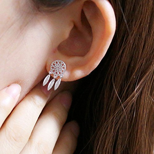 patcharin shop Bohemian Feather Tassel Dream Catcher Dangle Stud Earring Women Accessories HOT