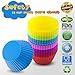 Samuelworld (24Pack) Reusable Non-stick Silicone Baking Cups/Muffin Cupcake Liners Round Backing Mold For Gelatin, Snacks, Frozen Treats, Ice Cream or Chocolate Shell-lined Dessert 6 Color