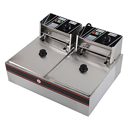 Click Here to See More Images tonyangvalue 12 Liter Deep Fryer Electric Dual Tank Commercial Cuisine Restaurant 5000W