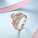 Haoze Women's 18K Rose Gold Plated Cubic Zirconia Princess Luxury Gorgeous Crown Ring Best for Wedding Engagement