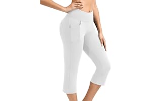 FARTEY Capri Leggings with Pockets for Women Tummy Control High Waisted Yoga Pants Summer Workout Hiking Running Leggings