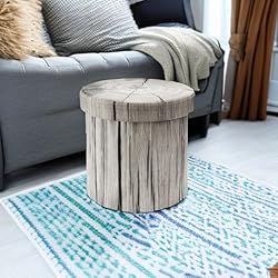 Sorbus Tree Stump Stool, Storage Ottoman 15 Inch