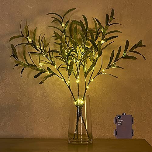 Hairui Lighted Olive Branches with Timer 24IN 45LED Battery Operated
