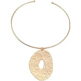 CETVLY African Jewelry Gold Plated/Silver Choker Necklace for Women Men Unisex,Metal Circle Collar Necklace Irregular Pendant Necklace Statement Costume Ethnic Tribal Accessories (Gold)
