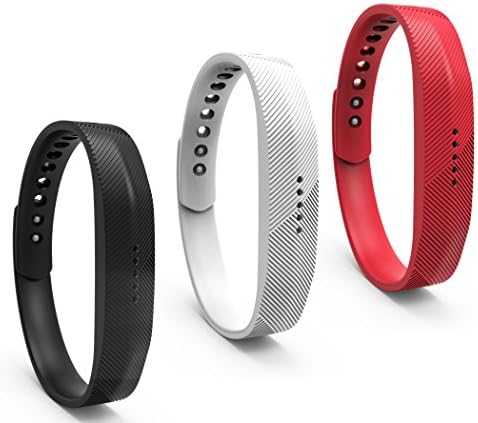 Fitbit Flex 2 Bands,JOMOQ Silicon Replacement Band for 2016 Fitbit Flex 2 Sports Classic Fitness Replacement Accessories Wrist Band (White+black+red, Large)
