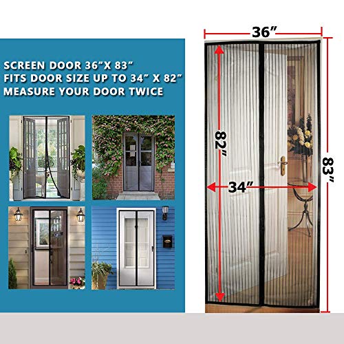 Aoocan Magnetic Screen Door - Door Net Screen with 26 Magnets Heavy Duty Mesh Curtain, Door Screen Magnetic Closure. Fits Door Size up to 34" x 82" Keeps Bugs Out