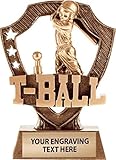 Crown Awards 5" Shieldz T-Ball Sculpture Trophy, Custom Resin T Ball Trophies with Personalized Engraving Prime