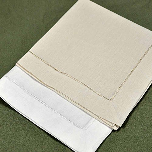 Bumblebee Linens 20" x 20" Ecru Linen Hemstitched Dinner Napkins- Set of 4- Ladder Hem Stitch Cloth Classic Napkin