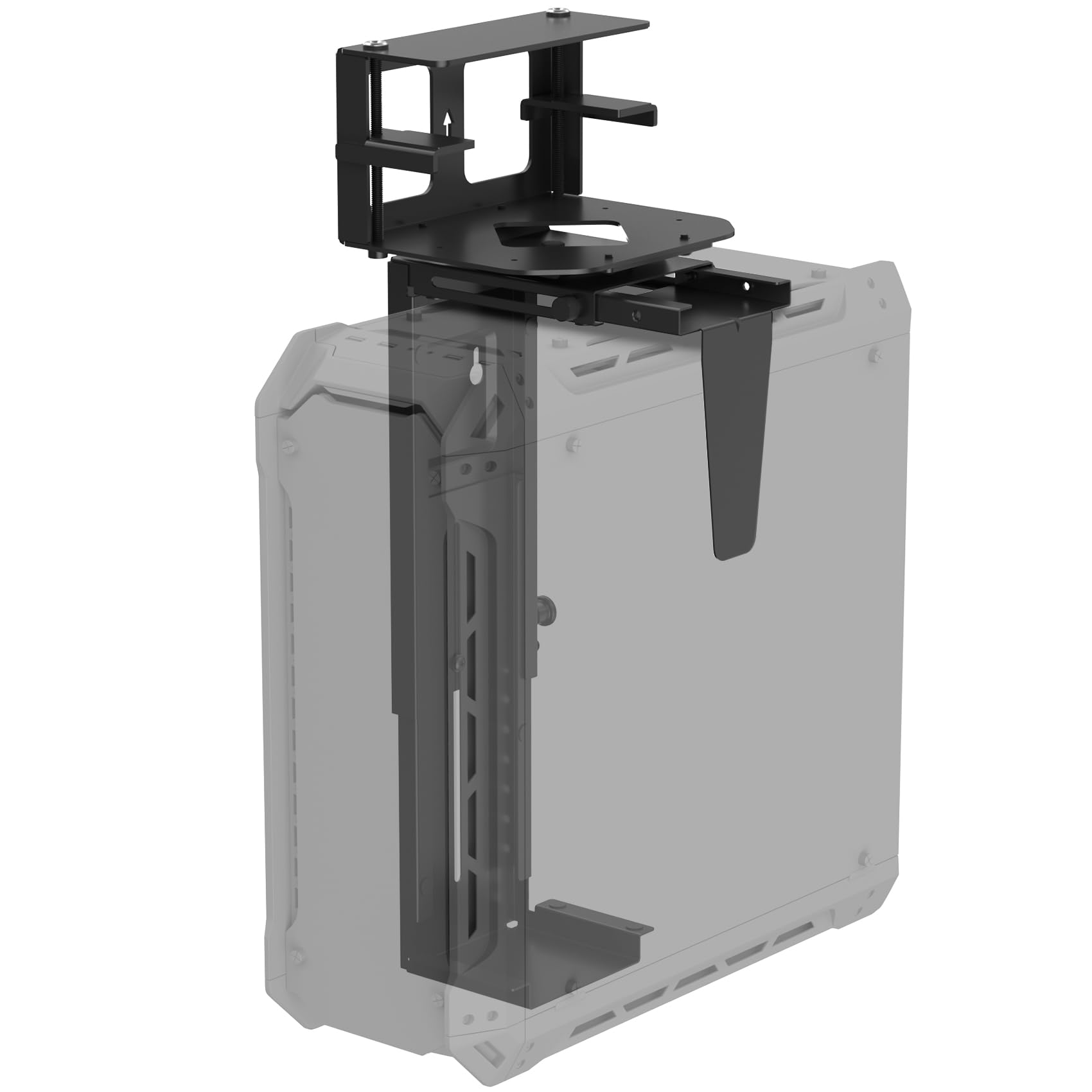 Photo 1 of Suptek Clamp-on Desk or Desk Leg PC Mount,Adjustable Height and Width,CPU Under Desk Table Beam PC Mount Bracket Computer Tower Wall and Under Counter Holder