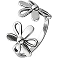 Daisy Flower 925 Sterling Silver Adjustable Open Ring for Women Girls Hypoallergenic Expandable Wedding Statement Finger Rings Comfort Fit Dainty Engagement Birthday Mother's Jewelry Gift