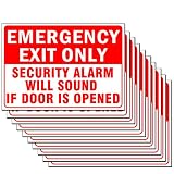 Emergency Exit Only Security Alarm Will Sound 10 Pack Decal Sticker 10 x 7 Inch Self Adhesive 5 Mil Vinyl Laminated for Ultimate Protection Durability Self Adhesive Decal UV Protected Weather