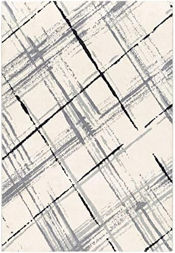 Tiwari Home 7.5' x 9.5' Contemporary Gray and Black Rectangular Area Throw Rug