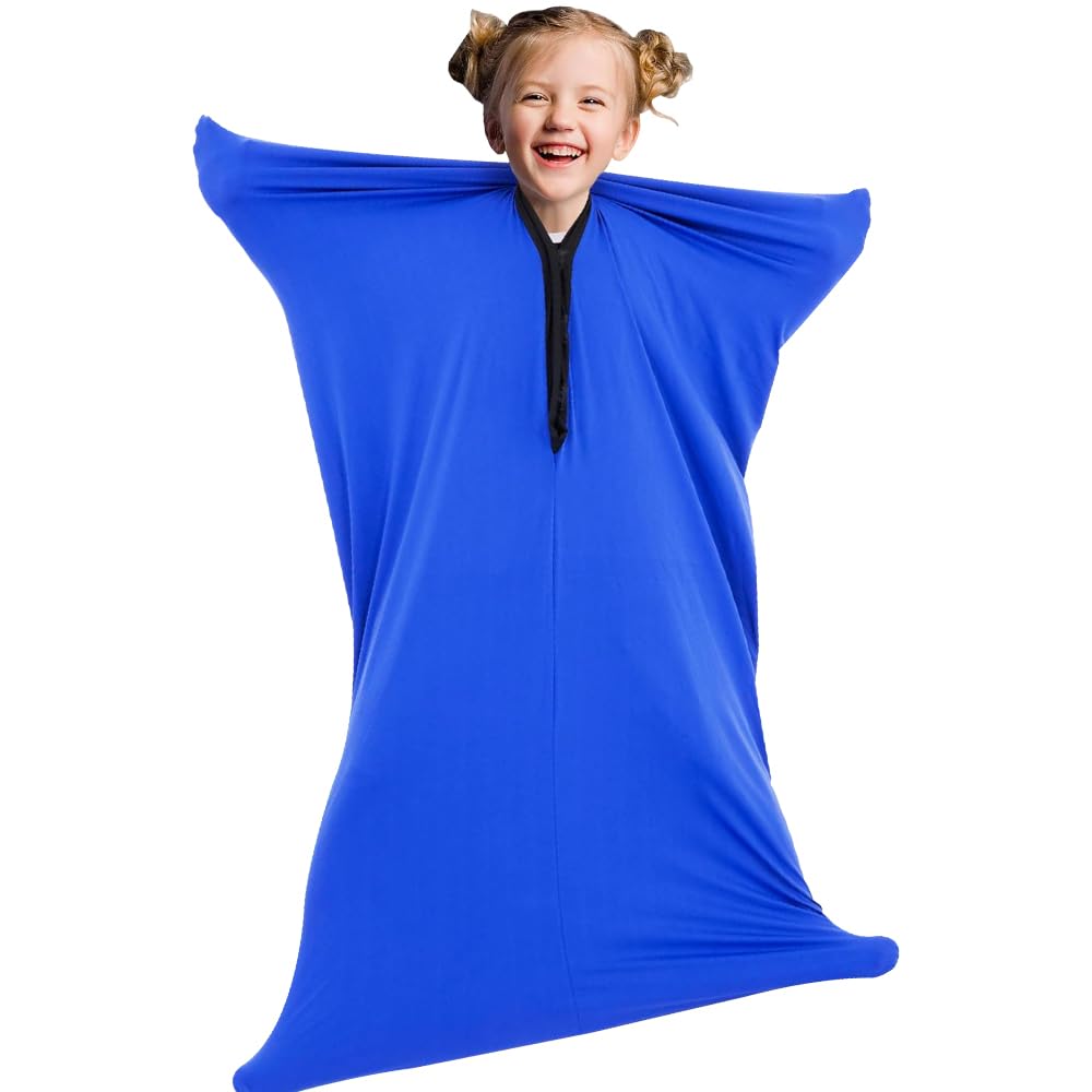 Vmxlso Sensory Body Sock Kids, 47"x27" Full-Body Wrap Stretchy Sensory Sock, Body Sock Sensory Kids to Relieve Stress, Self-Claming Sensory Socks for Children with Autism and Anxiety (Blue)
