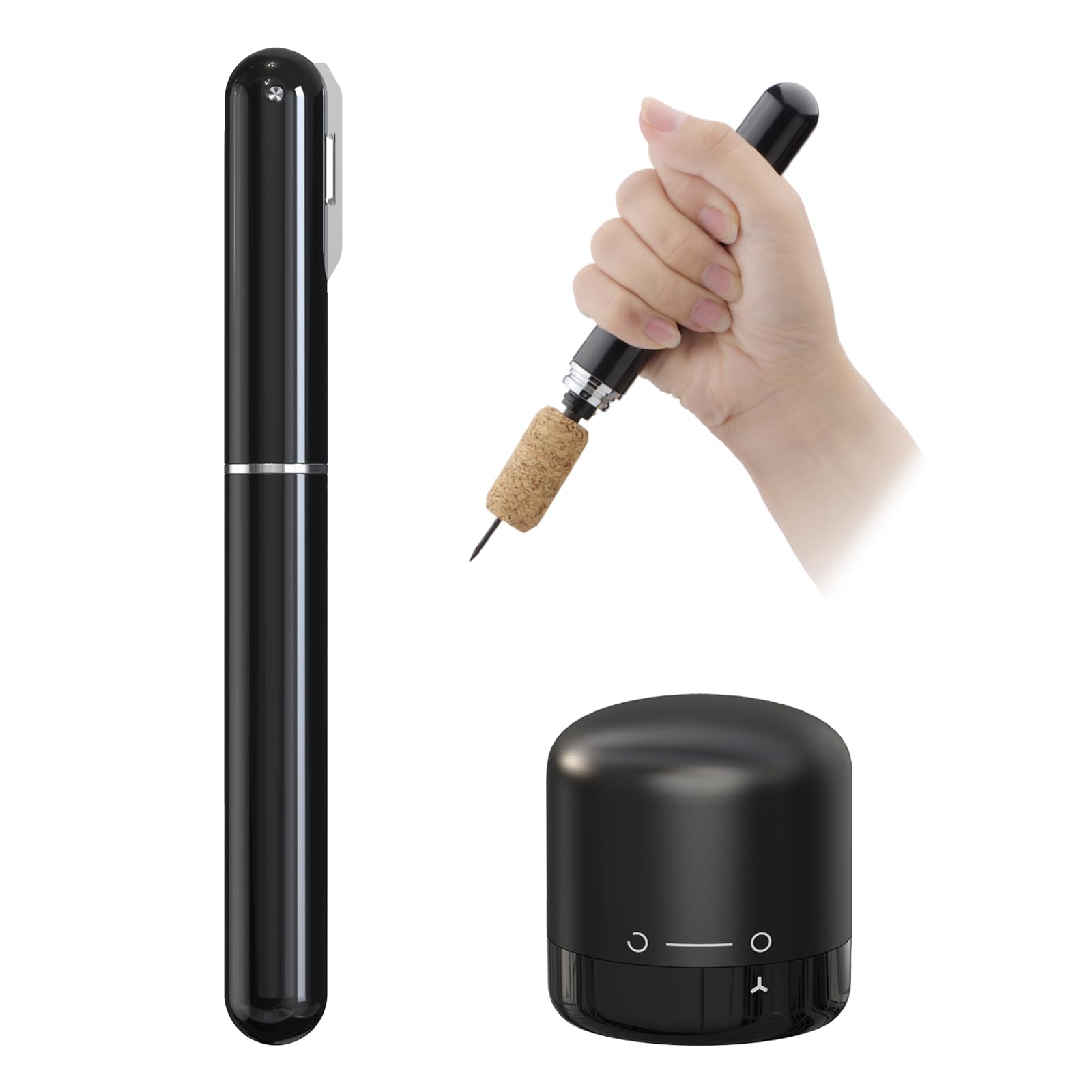 FBBULES 2 PCS Wine Opener Set, Corkscrew Bottle Openers with Foil Cutter, Vacuum Stopper, Redwine Accessories Gift Sets, 2-in-1 for Home, Bars, Chateau