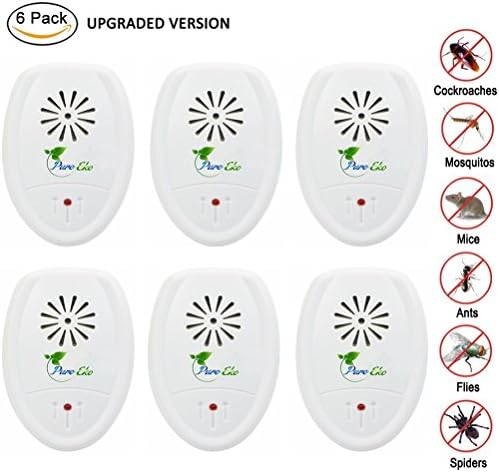 Set of 6 Pest Control Ultrasonic Pest Repellents, Electronic Plug-in Repellers for Insects &amp; Rodents - Mice, Cockroaches, Mosquitoes, Ants, Spiders, Bugs by Pure Eko