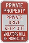 SmartSign 3M Engineer Grade Reflective Sign, Legend "Private Property - Private Drive Keep Out", 18" high x 12" wide, Red on White