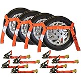 Vulcan ProSeries Flat Bed Side Rail Auto Tie Down With Flat Hooks - 3300 lbs. SWL (Pack of 4)