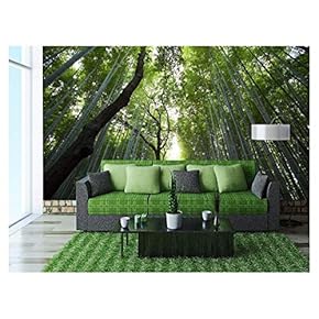 Nature Landscape of Bamboos - Removable Wall Mural | Self-Adhesive Large Wallpaper - 66x96 inches