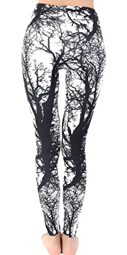 Ndoobiy Printed Leggings Basic Cheap Patterned Leggings Yoga Workout Leggings Women Girls Spandex Leggings L2(Trunk PS)