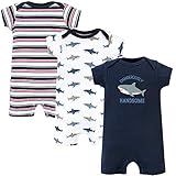 Hudson Baby Unisex Baby Cotton Rompers Shark, 12-18