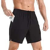 Gerlobal Men's 7" Athletic Running Shorts Lightweight Quick Dry Gym Workout Shorts with Zipper Pockets