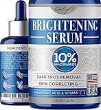 Brightening Serum - Dark Spot Corrector for Face - Made In USA - Potent Vitamin C Serum with Hyaluronic Acid, Niacinamide 10% and Alpha Arbutin for Hyperpigmentation Treatment with Anti Aging Effect