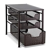 Bextsware Stackable Multi-Function Under Sink Organizer 3 Tier Sliding Basket Cabinet, Bronze