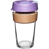 KeepCup Brew Cork, Reusable Glass Tumbler with Natural Cork, Grande Coffee Cup 16oz/454ml - Moonlight