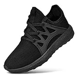 Feetmat Shoes for Boys Lightweight Breathable Kids Running Shoes Lace up Girls Sports Tennis Shoes Black 3.5