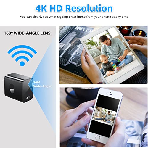 4K Spy Camera Hidden Camera With SD Card (64G), 2.4G&5GHz WiFi Mini