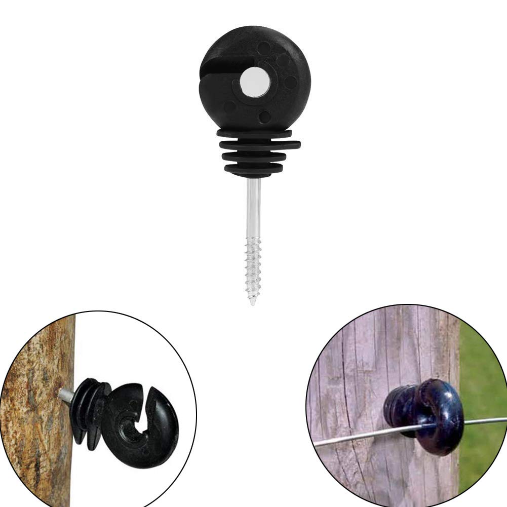 VinBee 60Pcs Black Electric Fence Insulator Screw-in Insulator Fence Ring Post Wood Post Insulator