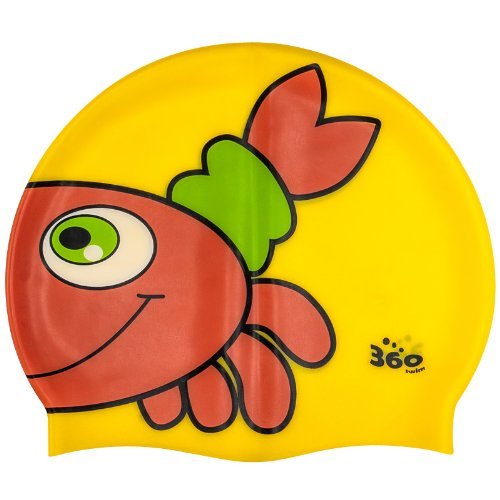 New 360 Junior Fun Swim Silicone Pool Cap Kids Swimming Hat - Kit Kat Crab