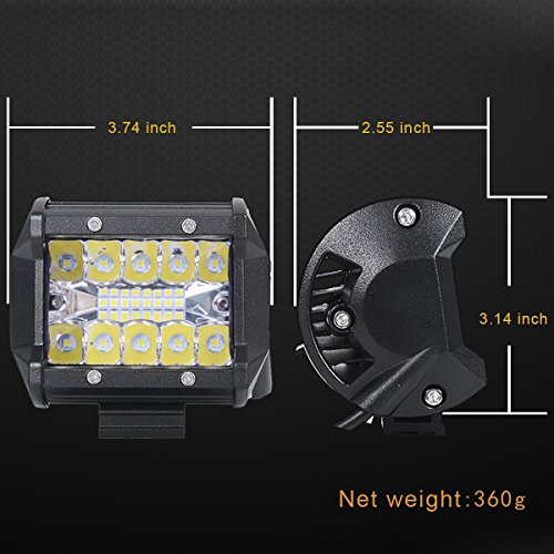 JAHURD 4 Inch Led Light Pods Triple Row Light Bars, 2Pcs 120W Spot Flood Combo Beam Offroad Work Lights LED Cubes Driving Fog Lamps For Pickup Trucks Jeep ATV UTV SUV Boat Marine Waterproof - Thumbnail 2