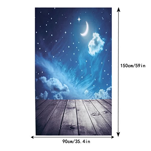 SCASTOE Moon Star with Wood Floor Background Photography Backdrop Studio Photo Props