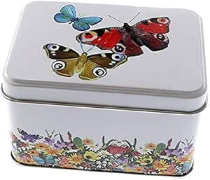 Perfekto24 Caja de lata con tapa, diseño de mariposa, de ...