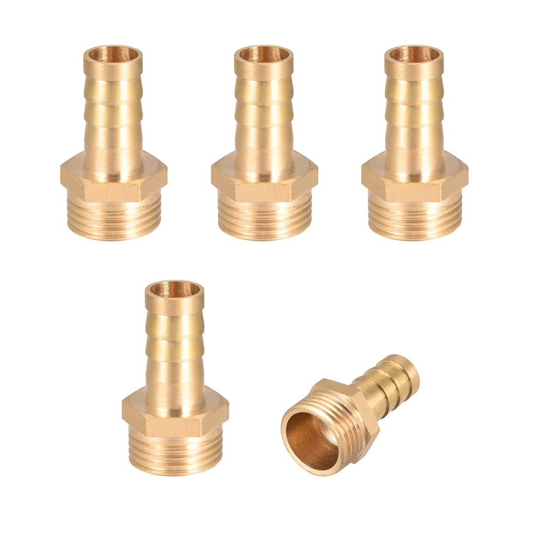sourcing map Brass Hose Barb Fitting,Connector,10mm Barb x G3/8 Male Pipe Adapter,5Pcs