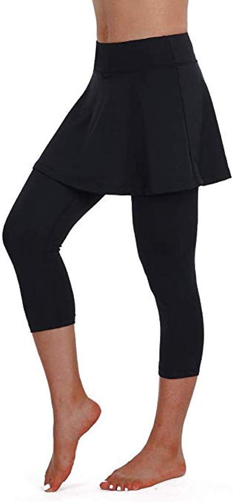 YUHUISTART Casual Fashion Yoga Pants Womens Casual Skirt Leggings Tennis Pants Sports Fitness Cropped Culottes Control Workout Running High Wais Tleggings