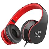 AILIHEN I60 Foldable Headphones with Microphone for iPhone iPad iPod Laptop Tablet Android Smartphones(Black Red)