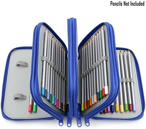 CONBEE 72 Inserting Large Capacity Multi-layer Pencil Case Pouch for Colouring Pens and Pencils (Pencils Not Included) (Blue)